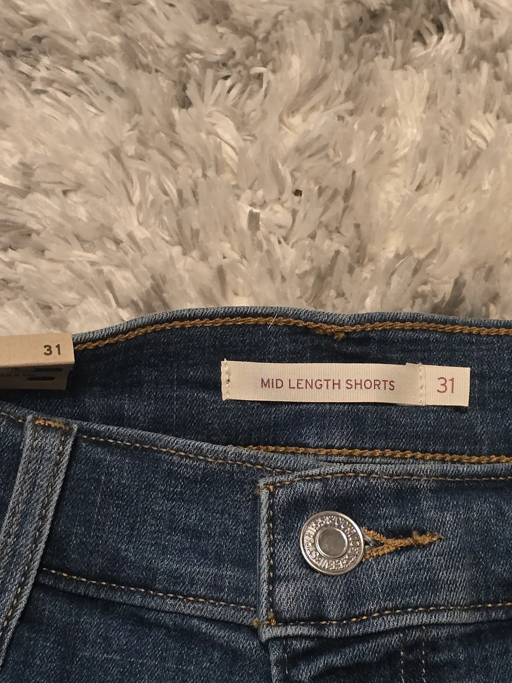 Levi's Blue Rolled-Hem Distressed Denim Shorts